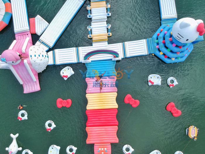 Inflatable Fun Island Waterpark For Beach Fun